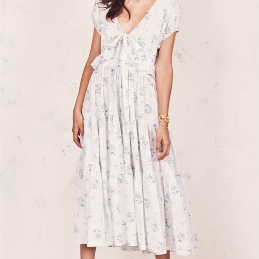 LOVESHACKFANCY Carlton Cotton Maxi Dress size 4 cottage fairycore coquette boho